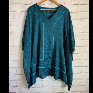 Dana Buchman Tunic Poncho Blouse, Boho Peasant, S